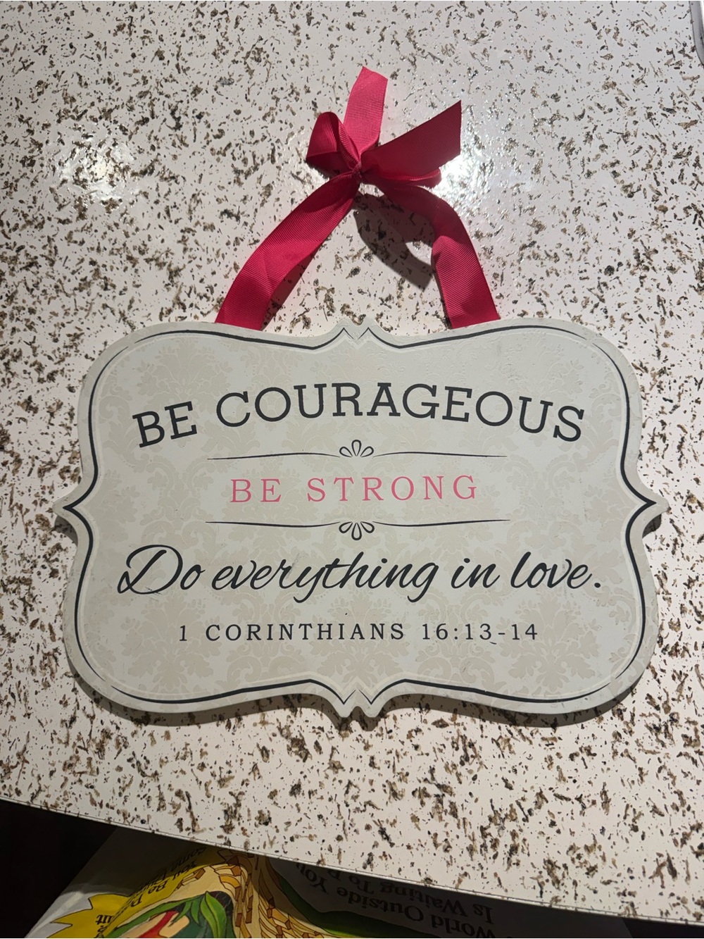 Be Courageous Be Strong Wall Plaque with Pink Ribbon